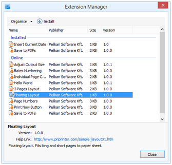 priPrinter Extension Manager