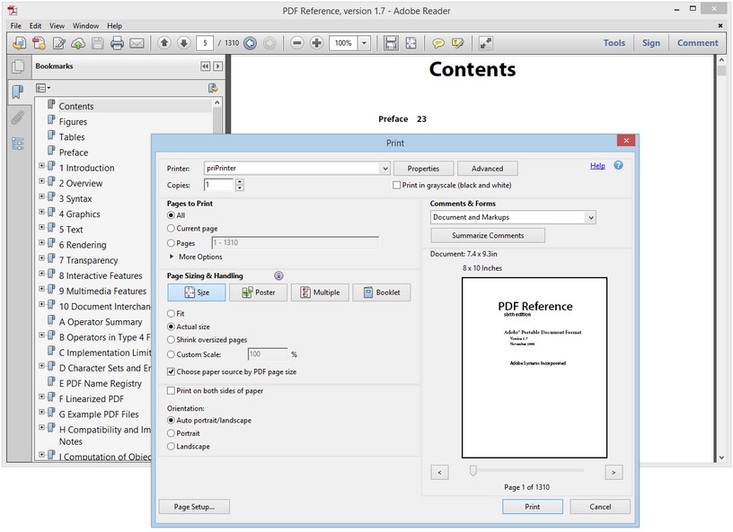 Adobe Acrobat Print Dialog