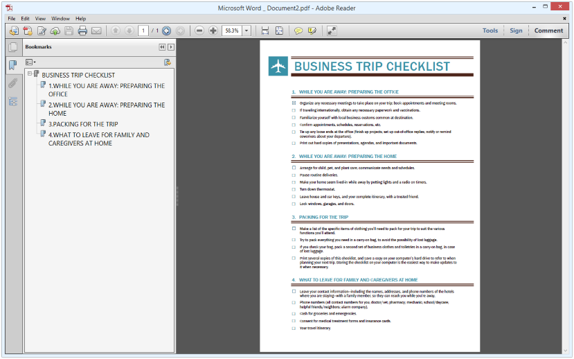 PDF Bookmarks in Adobe Acrobat